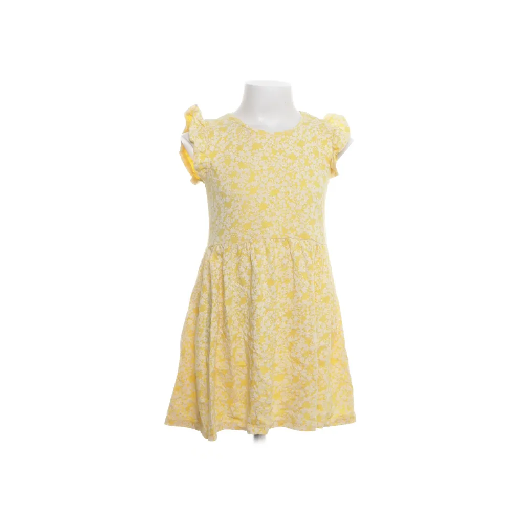 H&M Basic, Dress, Size: 110/116, Yellow/White, Cotton, Floral, Girls