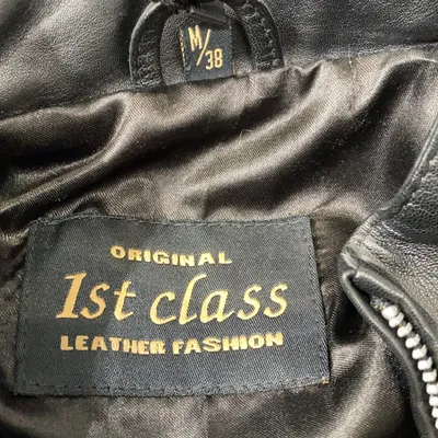 Läderjacka (Svart) från 1st Class Collection Skinn, Bomull, Viskos, Polyester thumbnail 3
