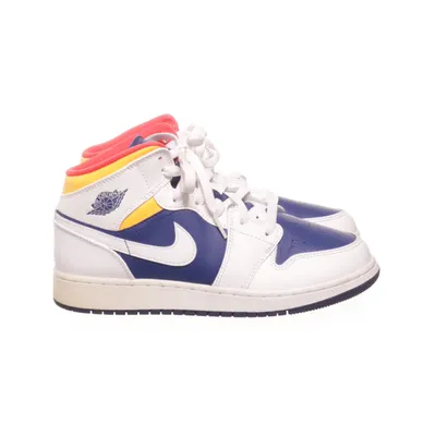 Sneakers (Jordan 1 Mid White Laser Orange Deep Royal Blue (GS)) fra Nike Air Jordan Læder