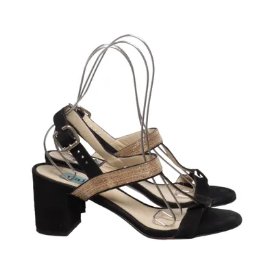 Sandales à talons hauts (Noir, Or) de A Pair Cuir, Daim
