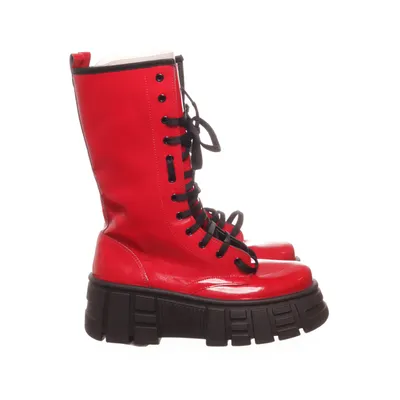 Laced boots (Red) from ASOS Faux leather