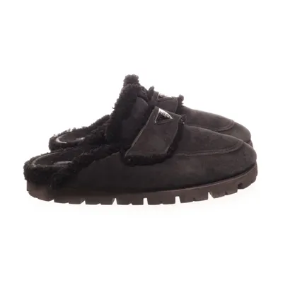Slip-ins (Triangle Logo Shearling Slippers) van Prada Suède