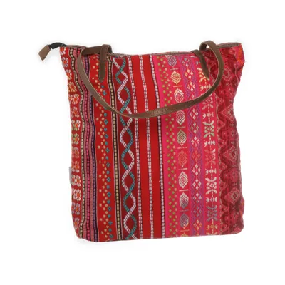 Sac à main (Rouge, Marron, Multicolore) Cuir, Laine