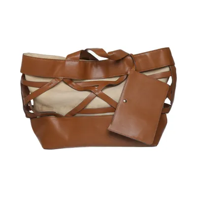 Sac à main (Marron, Beige) de Zara Basic Collection Coton, Lin