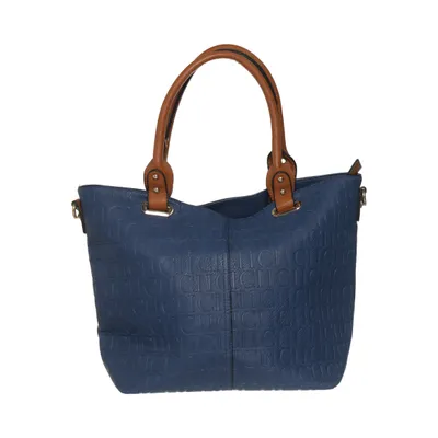 Handtasche (Blau, Braun) von Carolina Herrera Baumwolle, Polyurethan