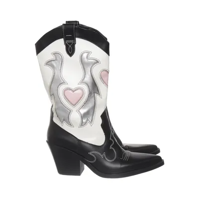 Cowboyboots (Svart, Vit, Silverfärgad) från Bershka