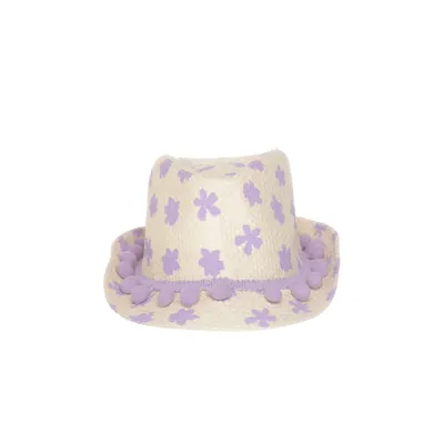 Straw hat (Beige, Purple)