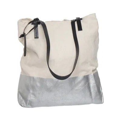 Sac à main (Beige, Argent, Noir) de Zign Coton, Cuir
