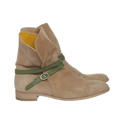 Ankle boots (Beige, Green, Yellow) from Pertini Suede