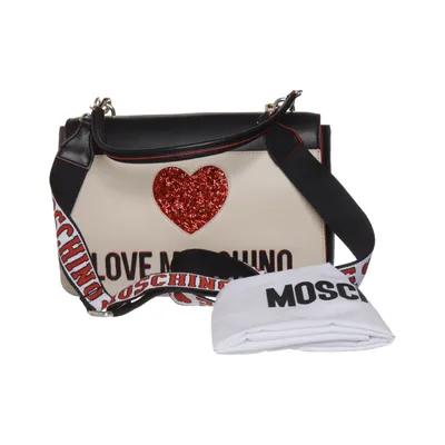Skuldertaske (Sort, Hvid, Rød) fra Love Moschino