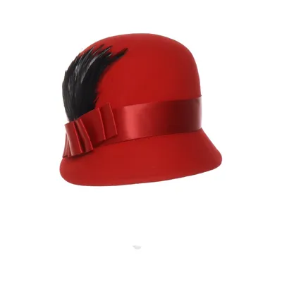 Pillbox hoed (Rood, Zwart) van Sur La Tête Wol