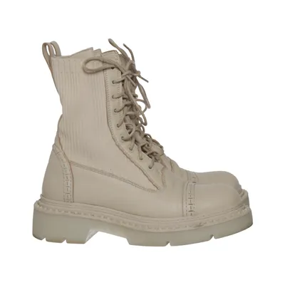 Laced boots (Beige) from Badura Leather