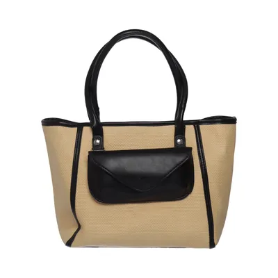 Handbag (Beige, Black) from C.W. by Carin Wester Polyurethane