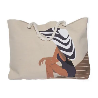Sac de plage (Beige, Noir, Blanc)