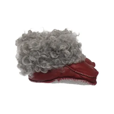 Baby Sockenschuhe (Rot, Grau) Leder, Wolle