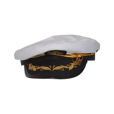 Captain hat (White, Black) from Boland Polyester, Polyurethane