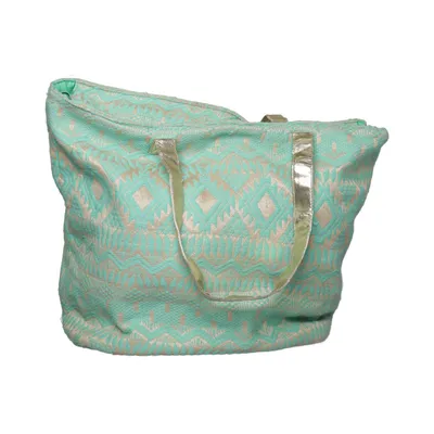 Sac de plage (Vert, Beige) de Accessorize Acrylique, Fibre métallique, Polyester
