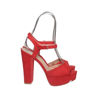 High heel sandals (Red) from Kayla Faux leather, Faux suede