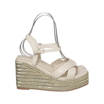 Chaussure compensées (Beige, Or) de Lola Casademunt Cuir