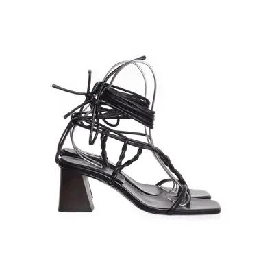 High heel sandals (Black) from Massimo Dutti Leather