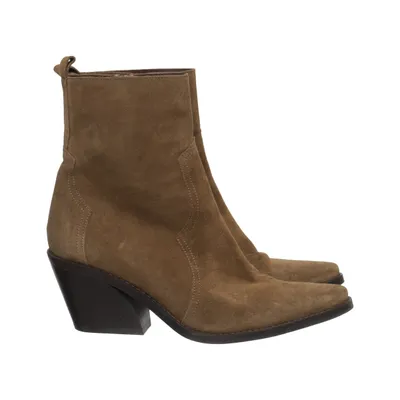 Bottes à talons (Marron) de Manfield Daim, Cuir