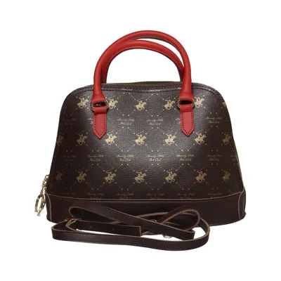 Handbag (Brown, Gold, Red) from Beverly Hills Polo Club Polyester