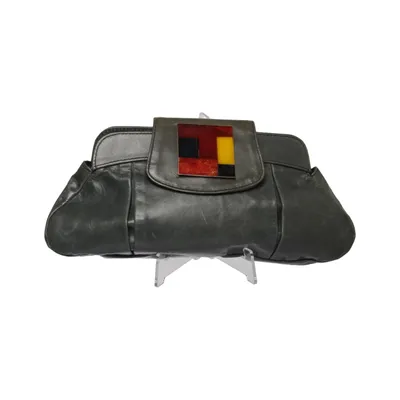 Clutch bag (Gray, Green) from Accessorize Leather