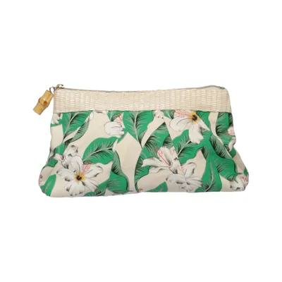 Clutch bag (White, Green) from Estée Lauder Cotton, Polyester