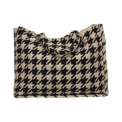 Handbag (Black, Beige) from H&M Cotton, Polyester, Viscose