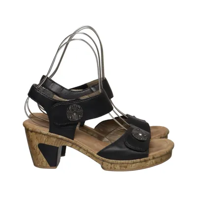High heel sandals (Black) from Rieker Leather