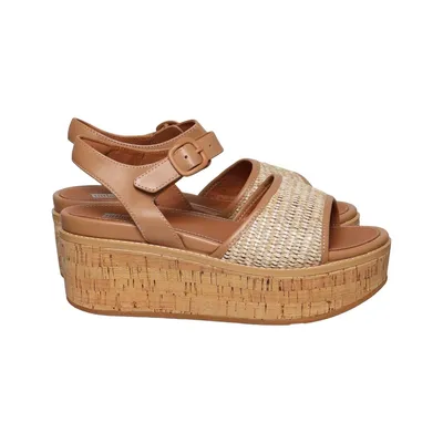 Chaussure compensées (Eloise Cork-Wrap Woven Back-Strap Wedge Sandals) de Fitflop Cuir