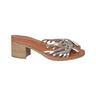 Mules (Brown, Silver) from Swedish Hasbeens Leather