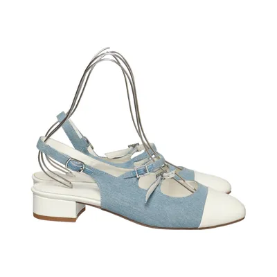 Sandaler (Blå, Vit) från Kate Gray Bomull, Skinn
