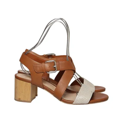 High heel sandals (Brown, Silver) from Bruno Premi Leather