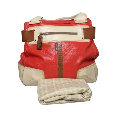 Handväska (Röd, Beige, Brun) från Orla Kiely Bomull, Skinn