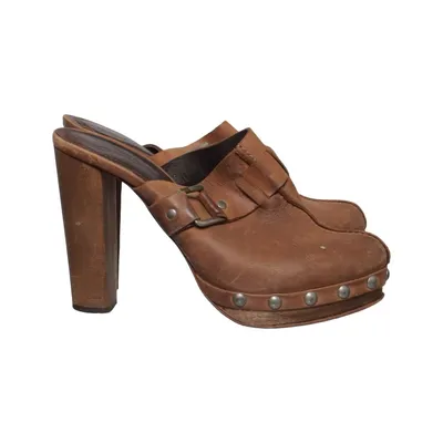 Clogs (Brown) from Topshop Premium Leather