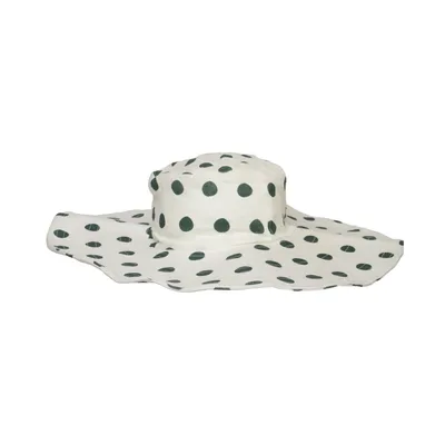 Bucket hat (White, Green) from Peony Cotton, Linen