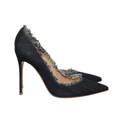 Pumps (Blå) från Gianvito Rossi Bomull, Skinn