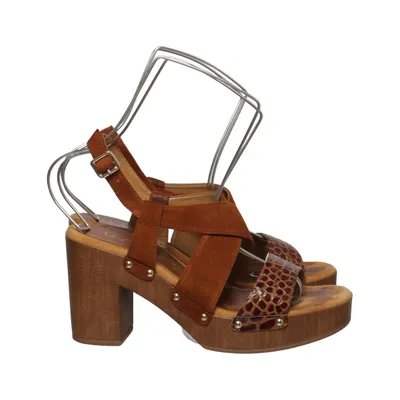 High heel sandals (Brown) from Unisa Leather