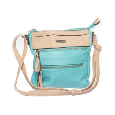 Shoulder-bag (Turquoise, White) from Gussaci Polyester, Polyurethane