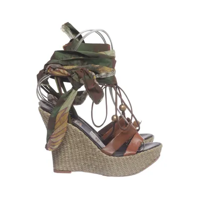 Wedges (Brown, Green, Multicolored) from Novita Leather