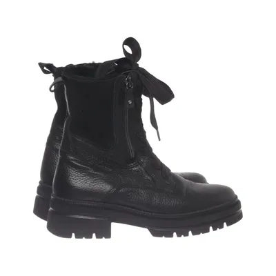 Laced boots (Black) from Waldläufer Leather, Polyester