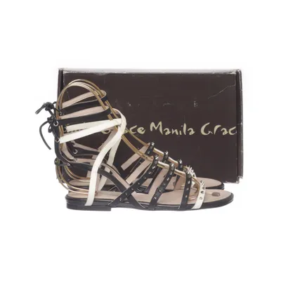 Sandales gladiateur (Noir, Blanc) de Manila Grace
