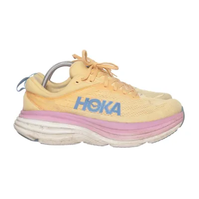 Running shoes (Orange, Pink, Blue) from Hoka