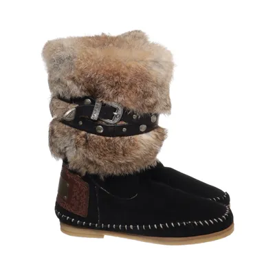 Ankle boots (Black, Brown) from Karma of Charme Leather, Rabbit fur