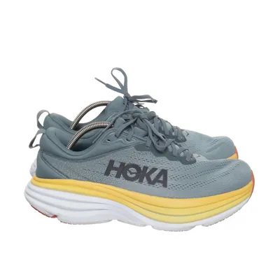 Running shoes (Blue, Yellow, Red) from Hoka