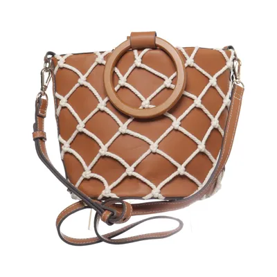 Shoulder-bag (Brown, White) from Mango Cotton, Linen, Polyester, Polyurethane
