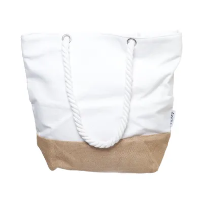 Sac de plage (Blanc, Beige) de AVEDA Lin, Coton biologique