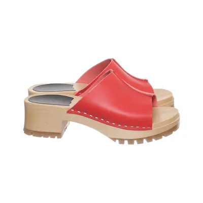 Clogs (Red) from Swedish Hasbeens Leather