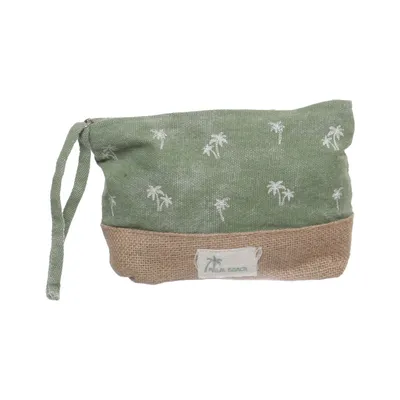 Toilettaske (Grøn, Beige) fra Palm Beach Bomuld, Polyester